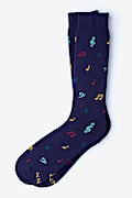 Music Note Navy Blue His & Hers Socks Photo (1)