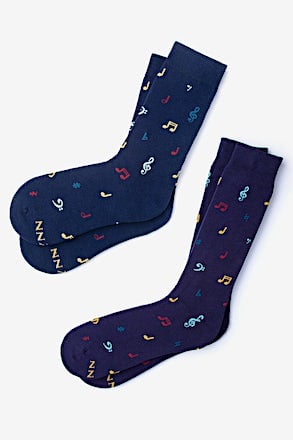 Music Note Navy Blue His & Hers Socks