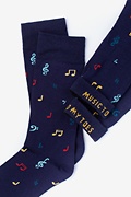 Music Note Navy Blue Sock Photo (2)