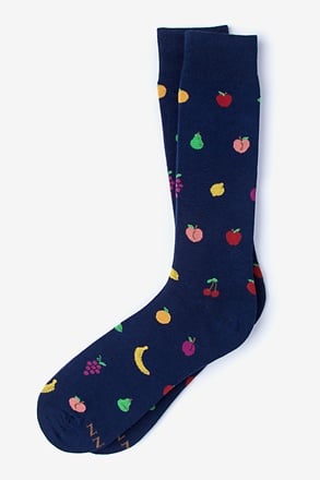 Mixed Fruit Navy Blue Sock