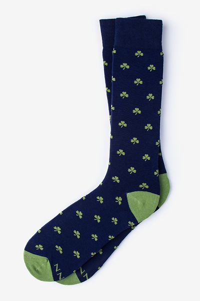 Navy Blue Carded Cotton My Lucky | Shamrock Medium-Large Sock