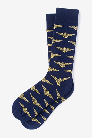 Naval Aviation Wings Navy Blue Medium-Large Sock