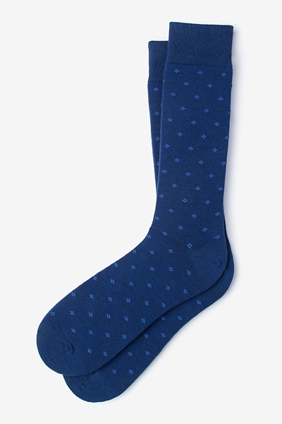 Navy Blue Carded Cotton Newton Medium-Large Sock