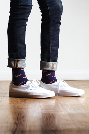 Navy Blue Carded Cotton Oh Snap! Medium-Large Sock