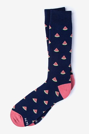 Watermelon Navy Blue Sock