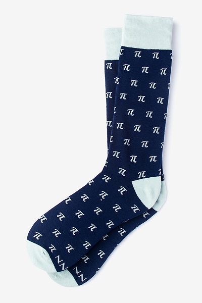 Navy Blue Carded Cotton Pi Is Forever Medium-Large Sock