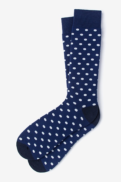 Navy Blue Carded Cotton Power Dots Sock | Ties.com