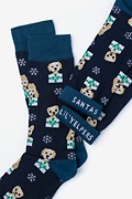 Santa's Lil' Yelpers Navy Blue Sock Photo (1)