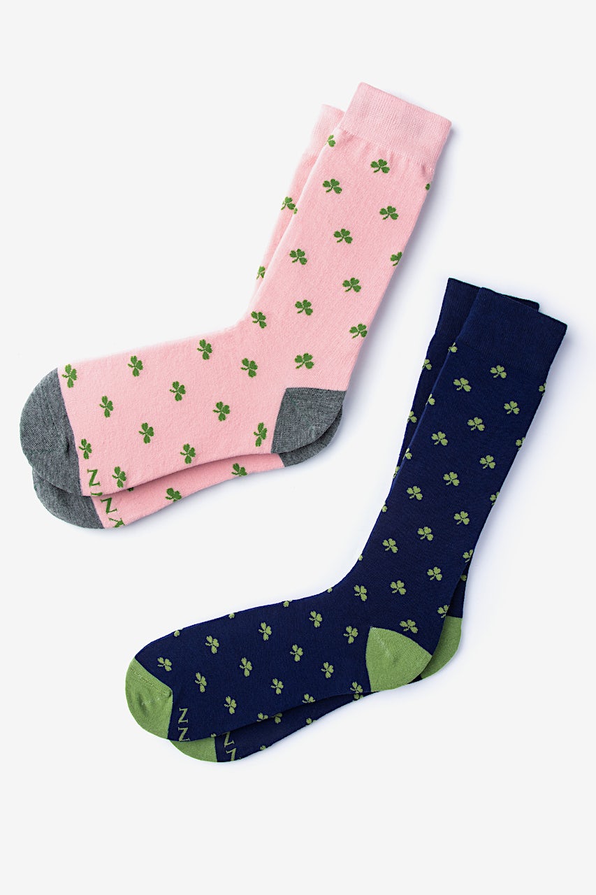 Navy Blue Carded Cotton Shamrock Sock