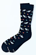 Shark Navy Blue Sock Photo (0)