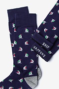 Sail Boat Navy Blue Sock Photo (2)