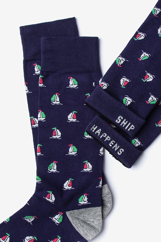 Navy Sail Boat Sock Nautical Sock