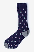 Sail Boat Navy Blue Sock Photo (0)