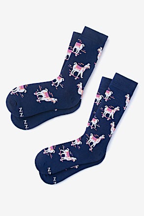 Skateboarding Lama Navy Blue His & Hers Socks