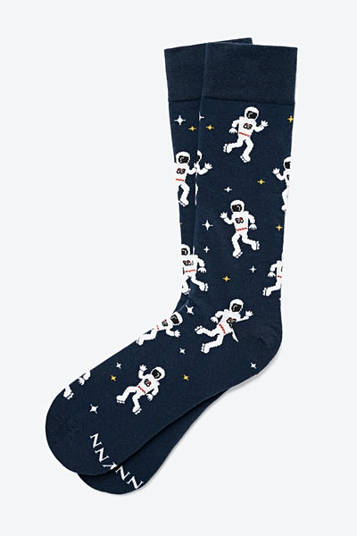 Navy Blue Carded Cotton Space Walker Sock | Ties.com