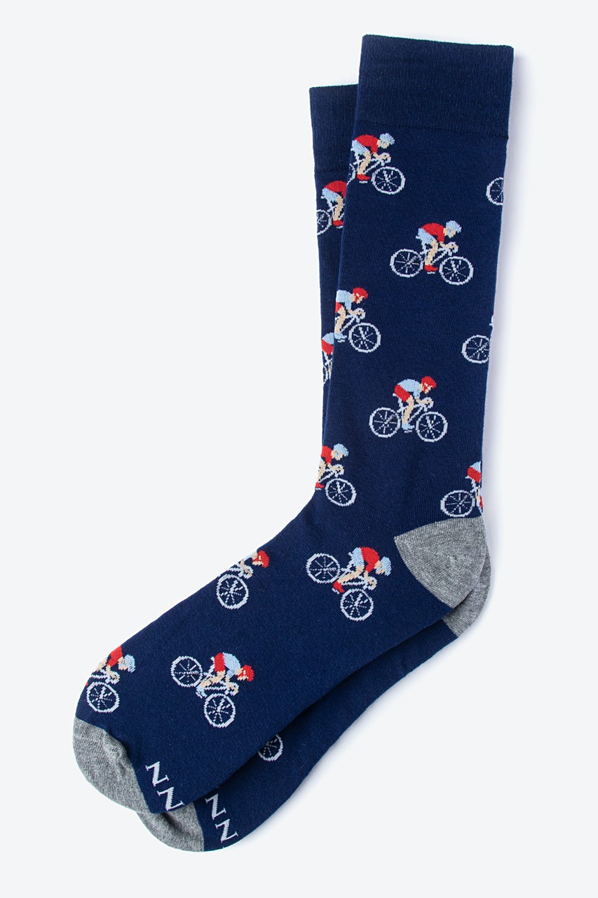 Navy Blue Carded Cotton Spin Cycle Sock | Ties.com