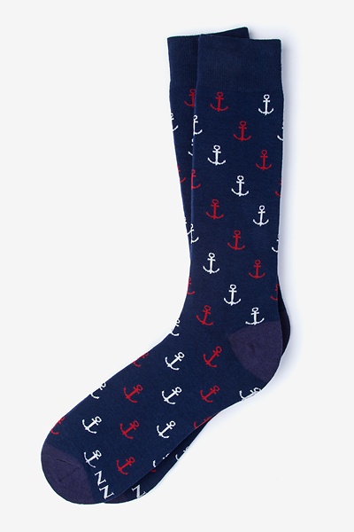 Navy Blue Carded Cotton Stay Anchored Medium-Large Sock