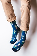 Succulent Navy Blue Sock Photo (2)