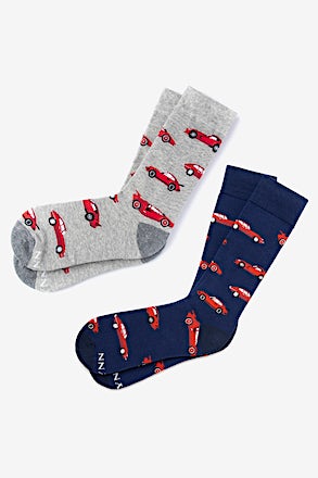 _Super Cars Navy Blue His & Hers Socks_