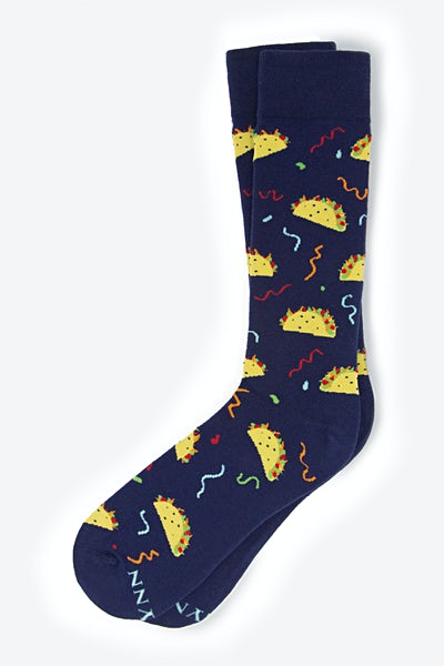 Navy Blue Carded Cotton Taco Supreme Medium-Large Sock