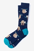 Sloth Navy Blue Sock Photo (0)