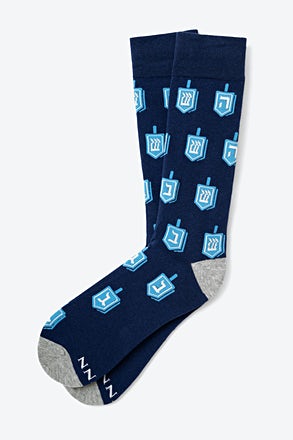 _This is How I roll - Dreidel Navy Blue Medium-Large Sock_