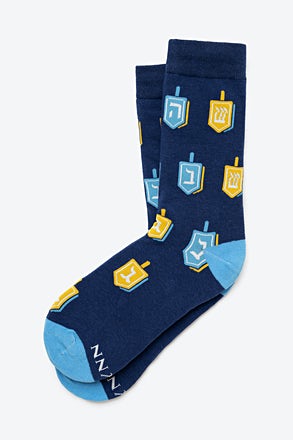 This is How I roll - Dreidel Navy Blue Small-Medium Sock