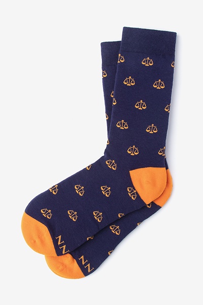 Navy Blue Carded Cotton Tip the Scales Small-Medium Sock