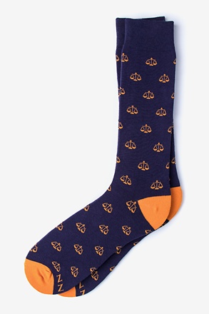 Scales of Justice | Lawyer Navy Blue Sock