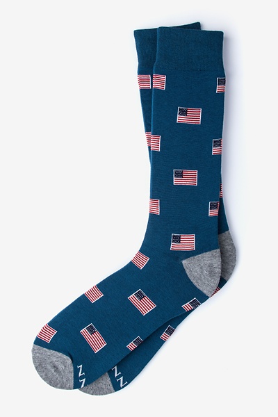 Navy Blue Carded Cotton Together We Stand American Flag Sock Medium-Large Sock