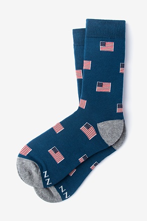 _American Flags Navy Blue Women's Sock_