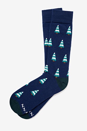 Tree Mendous Navy Blue Medium-Large Sock