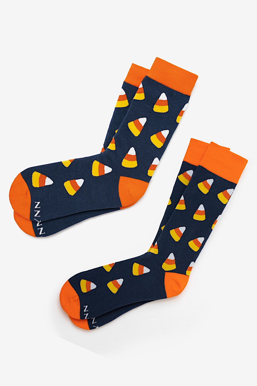 Navy Blue Carded Cotton Trick or Treat His & Hers Socks | Ties.com