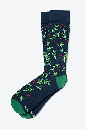 _Under the Mistletoe Navy Blue Sock_