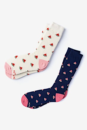 _Watermelon Navy Blue His & Hers Socks_