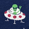 Navy Blue Carded Cotton We Come in Peace Medium-Large Sock