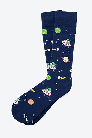 _We Come in Peace Navy Blue Medium-Large Sock_