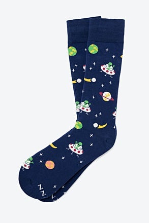 _We Come in Peace Navy Blue Sock_