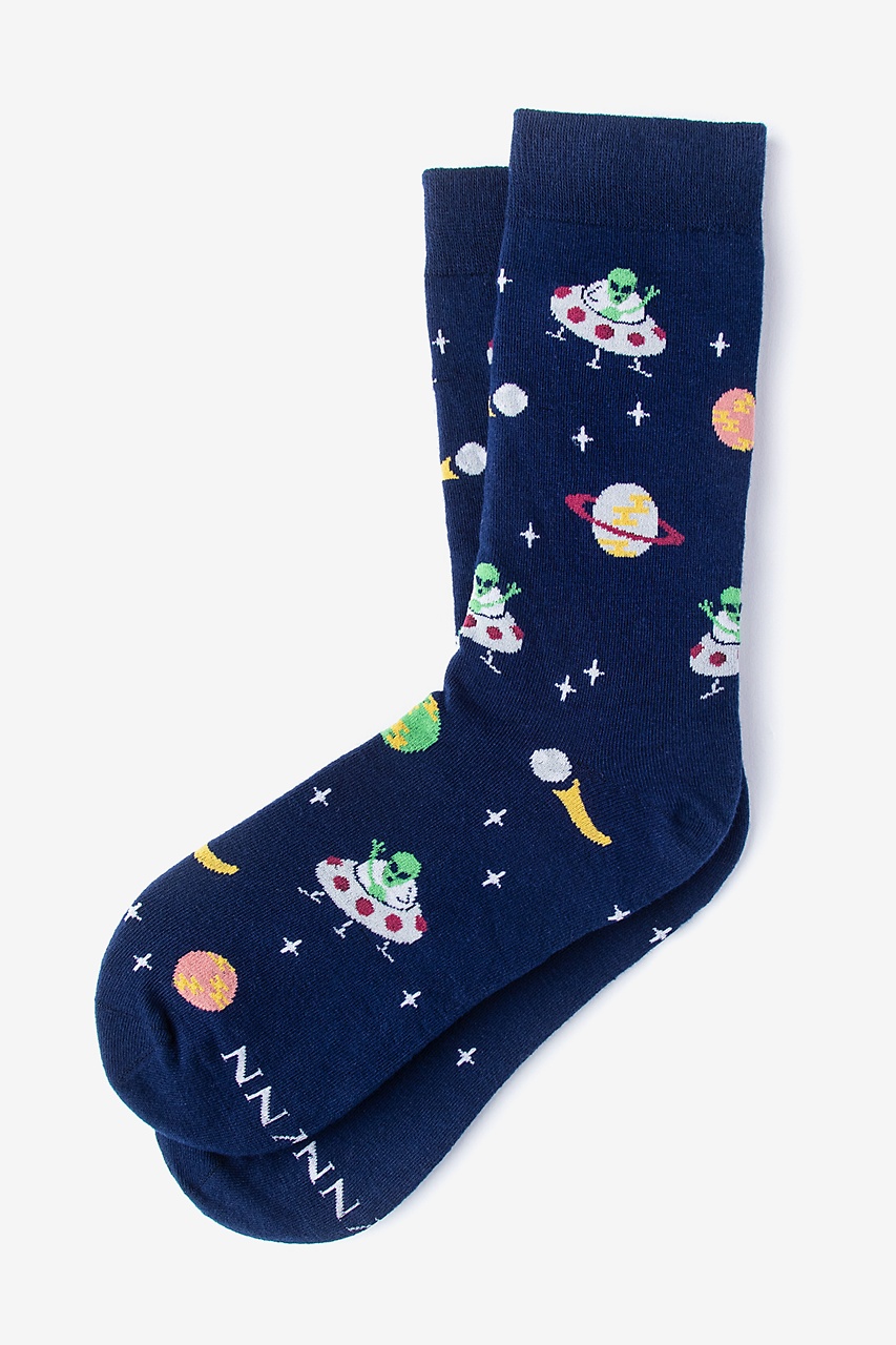 We Come In Peace Navy Blue Women's Sock Photo (0)