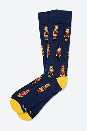 What's Crackin' Nutcracker Navy Blue Medium-Large Sock