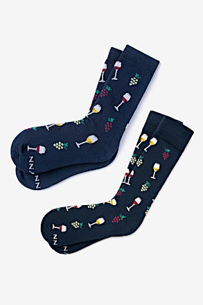 Wine Snob Navy Blue His & Hers Socks