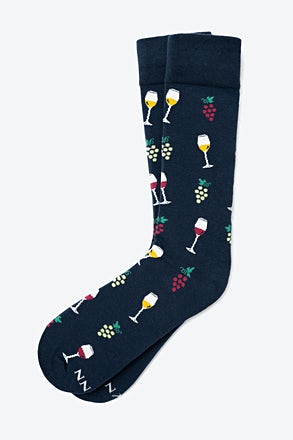 _Wine Snob Navy Blue Medium-Large Sock_