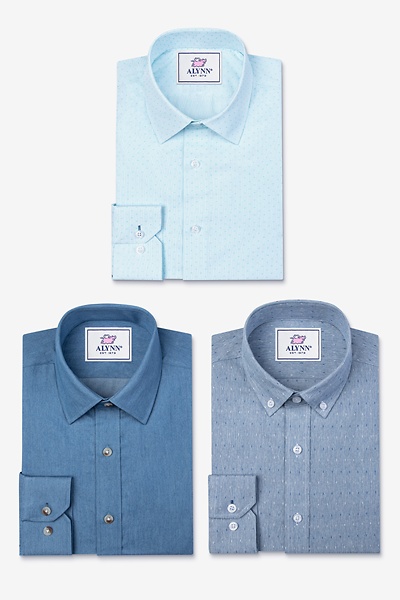 Navy Blue Cotton All Blue Everything Shirt Pack | Ties.com