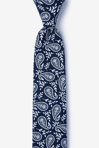 Navy Blue Cotton Biff Skinny Tie