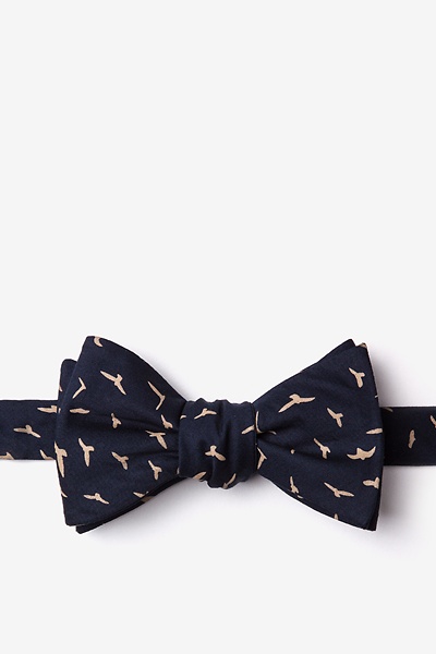 Navy Blue Cotton Carlsbad Self-Tie Bow Tie
