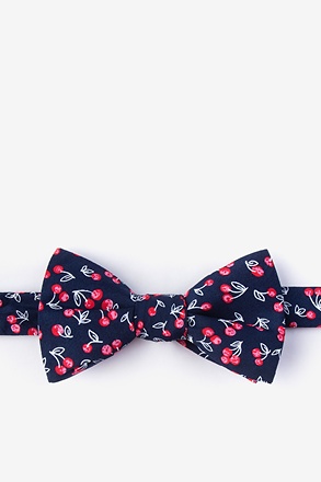 Cherry Navy Blue Self-Tie Bow Tie