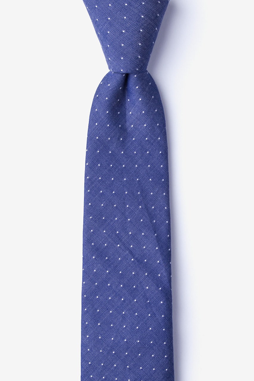 Navy Blue with White Polkadots - Skinny Tie