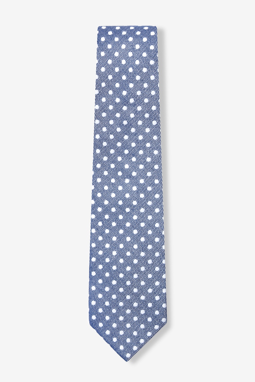 Navy Blue with White Polkadots - Skinny Tie