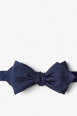 _Galveston Navy Blue Diamond Tip Bow Tie_
