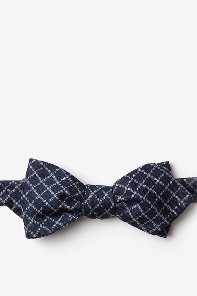 Navy Blue Cotton Glendale Diamond Tip Bow Tie
